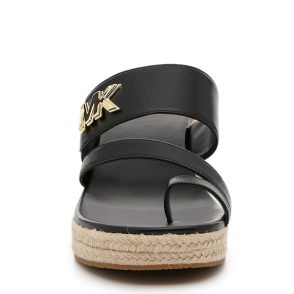 MICHAEL KORS SIDNEY ESPADRILLE  BLACK WEDGE SANDALS SIZE 10 M - Picture 2 of 14